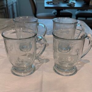 Pottery Barn Clear Glass Holiday Mug Set - 4-Piece